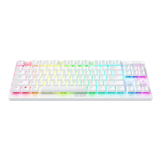 Razer DeathStalker V2 Pro TKL Wireless Gaming Keyboard: Low Profile Optical Switches Linear Red - HyperSpeed Wireless & Bluetooth - Chroma RGB - Up to 200 Hr Battery - Snap Tap - White
